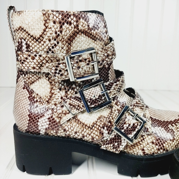 NEW BP Lilly Buckled Snake Print Moto Boot C408 - Picture 10 of 16